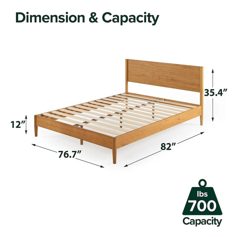 Estructura de cama de plataforma de madera de mediados de siglo