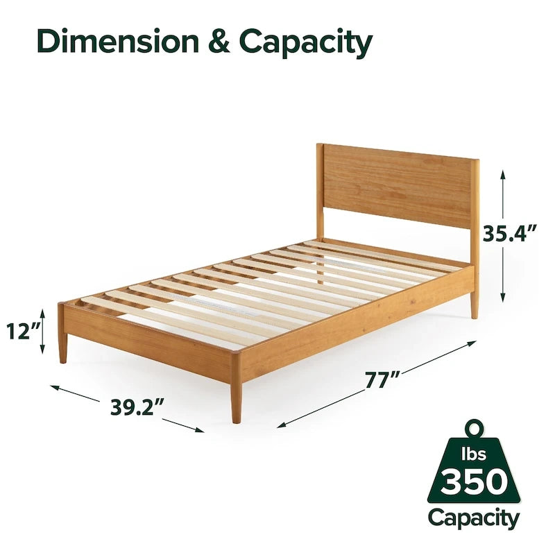 Estructura de cama de plataforma de madera de mediados de siglo