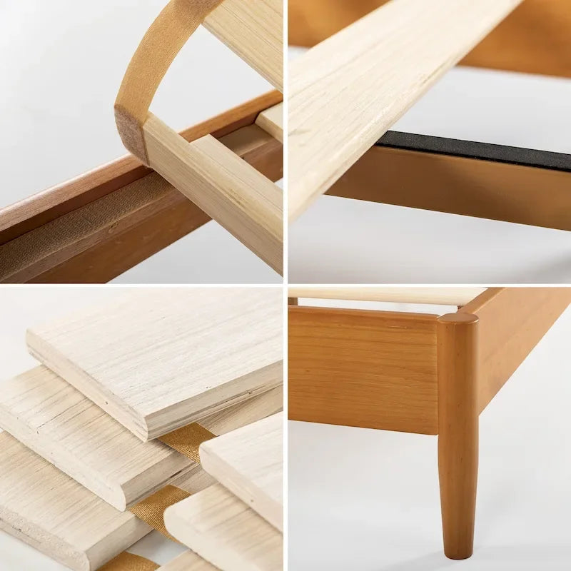 Estructura de cama de plataforma de madera de mediados de siglo
