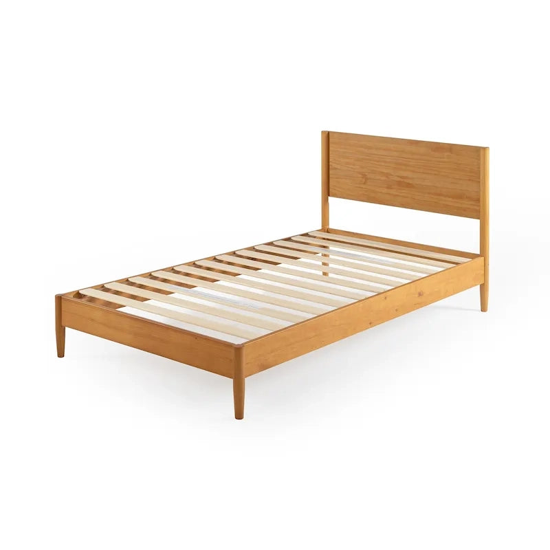 Estructura de cama de plataforma de madera de mediados de siglo