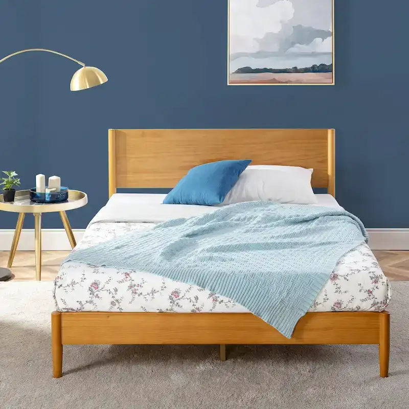 Estructura de cama de plataforma de madera de mediados de siglo