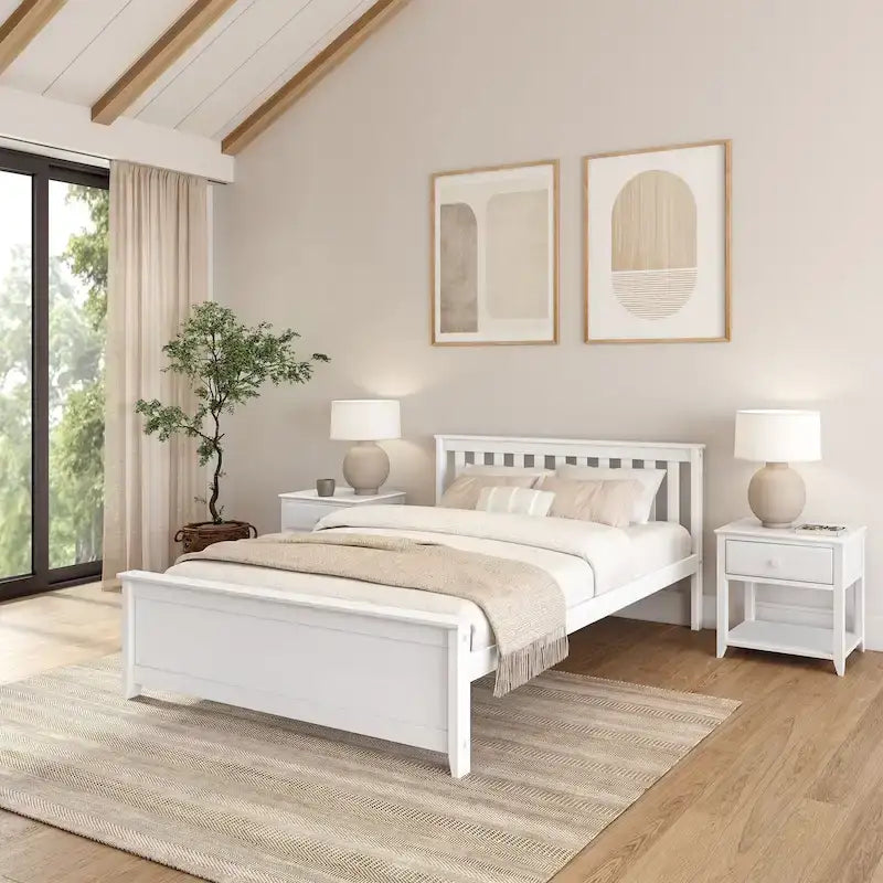 Cama Queen Clásica de Plataforma de Madera Real