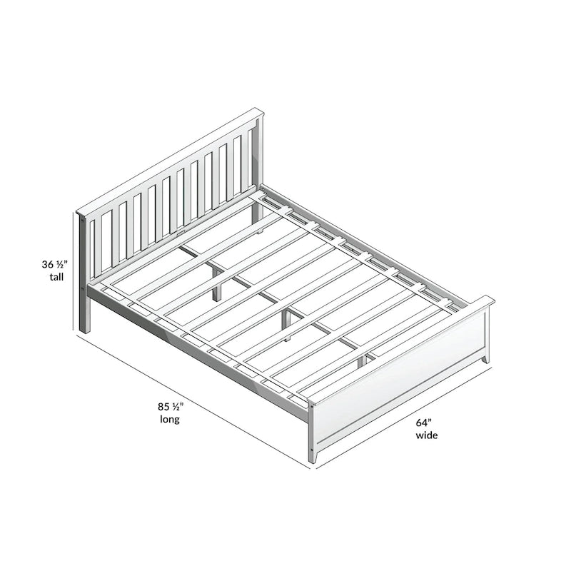 Cama Queen Clásica de Plataforma de Madera Real