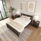 Cama Queen Clásica de Plataforma de Madera Real