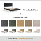 Cama de plataforma moderna tamaño Queen de pana, no necesita somier