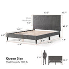 Cama de plataforma moderna tamaño Queen de pana, no necesita somier