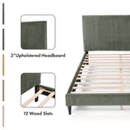 Cama de plataforma moderna tamaño Queen de pana, no necesita somier
