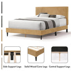 Cama de plataforma moderna tamaño Queen de pana, no necesita somier