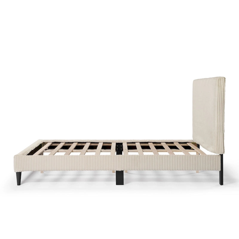 Cama de plataforma moderna tamaño Queen de pana, no necesita somier