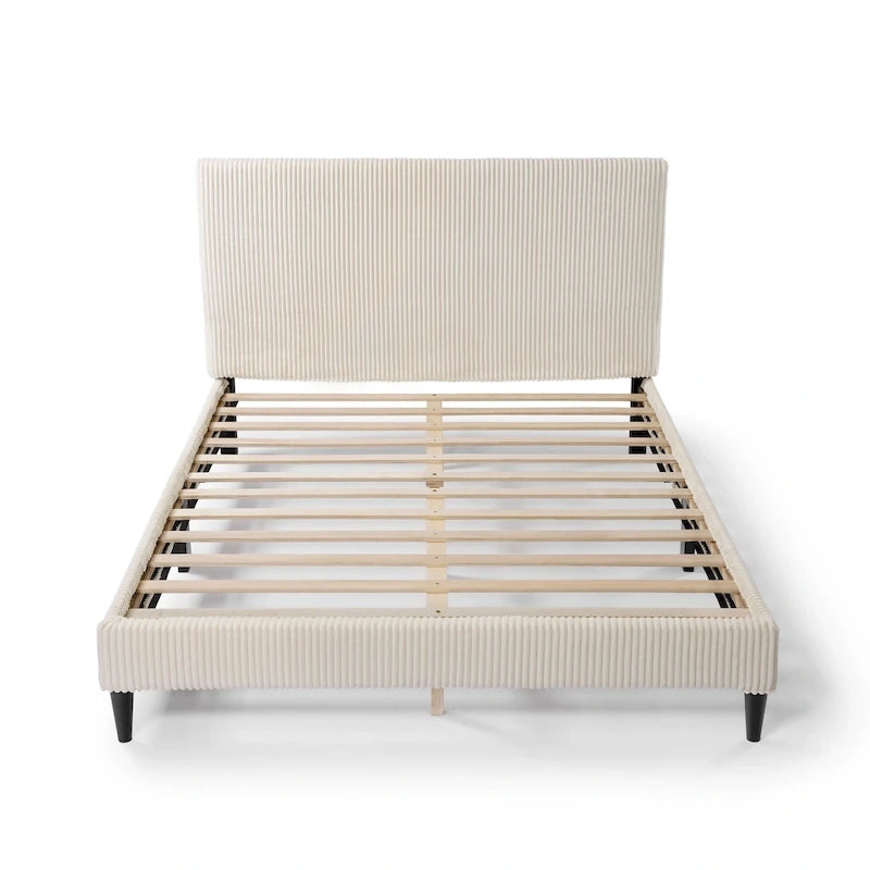 Cama de plataforma moderna tamaño Queen de pana, no necesita somier