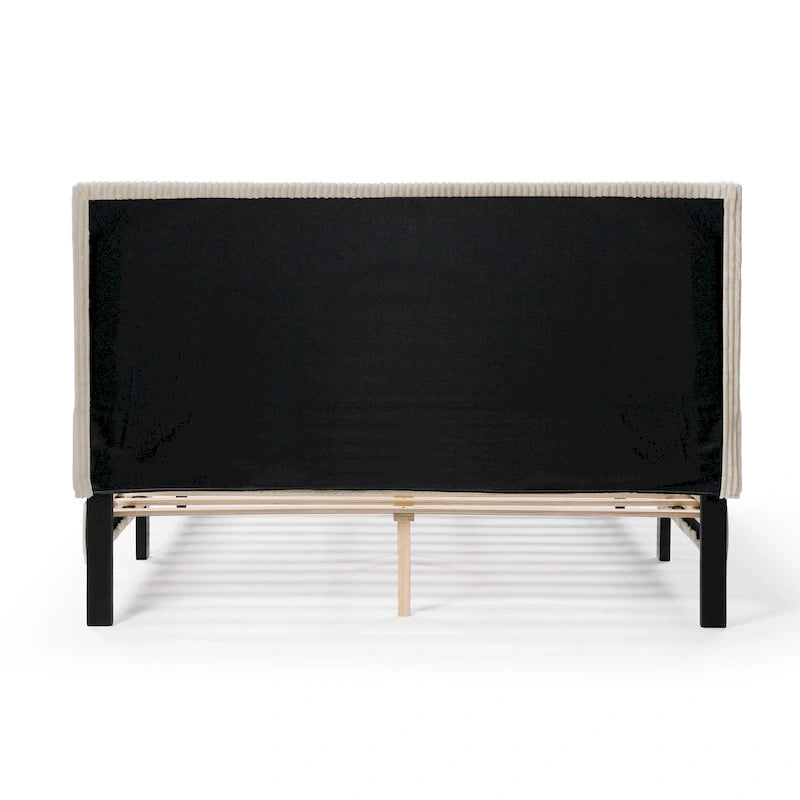 Cama de plataforma moderna tamaño Queen de pana, no necesita somier