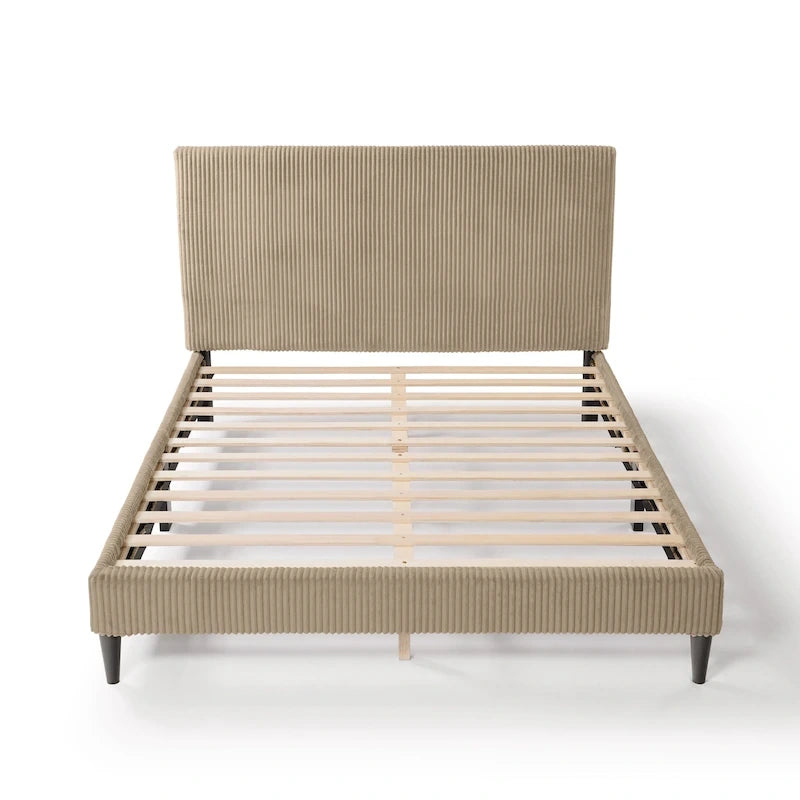Cama de plataforma moderna tamaño Queen de pana, no necesita somier