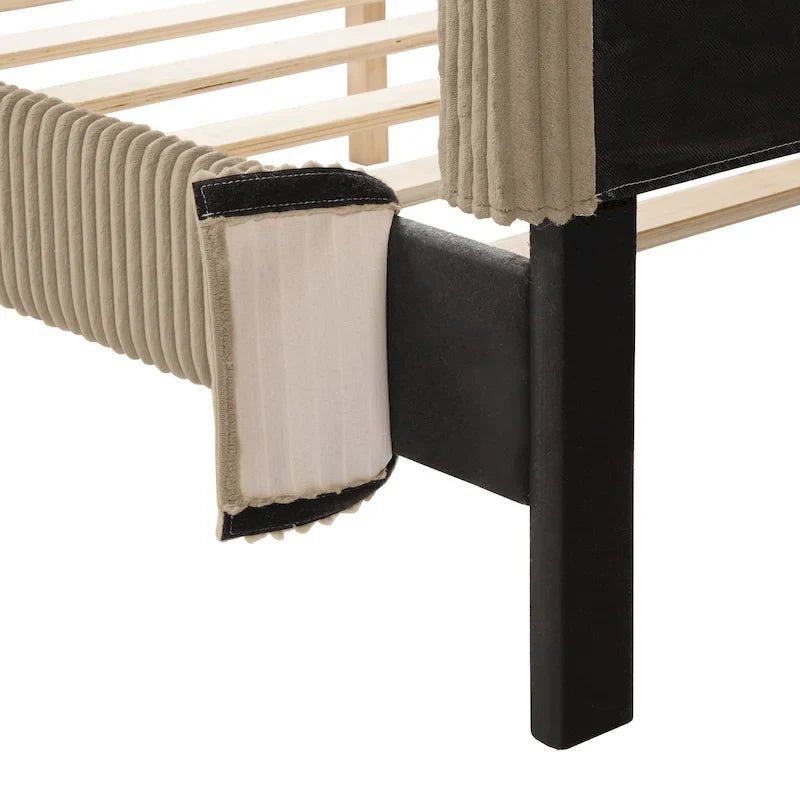 Cama de plataforma moderna tamaño Queen de pana, no necesita somier