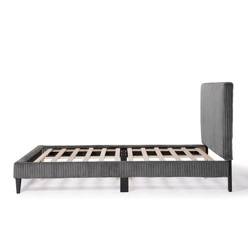 Cama de plataforma moderna tamaño Queen de pana, no necesita somier