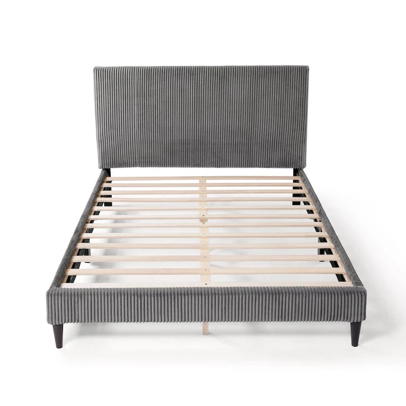 Cama de plataforma moderna tamaño Queen de pana, no necesita somier