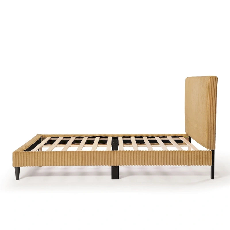 Cama de plataforma moderna tamaño Queen de pana, no necesita somier