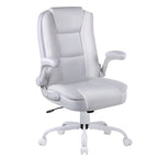 Silla de oficina para personas grandes y altas, ergonómica, de respaldo alto, de cuero, ejecutiva, con brazos acolchados abatibles