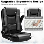 Silla de oficina para personas grandes y altas, ergonómica, de respaldo alto, de cuero, ejecutiva, con brazos acolchados abatibles