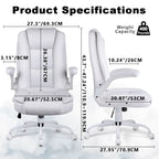 Silla de oficina para personas grandes y altas, ergonómica, de respaldo alto, de cuero, ejecutiva, con brazos acolchados abatibles