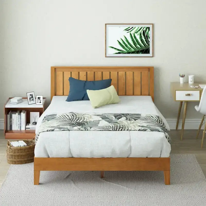Base de cama de plataforma de madera rústica de pino de lujo