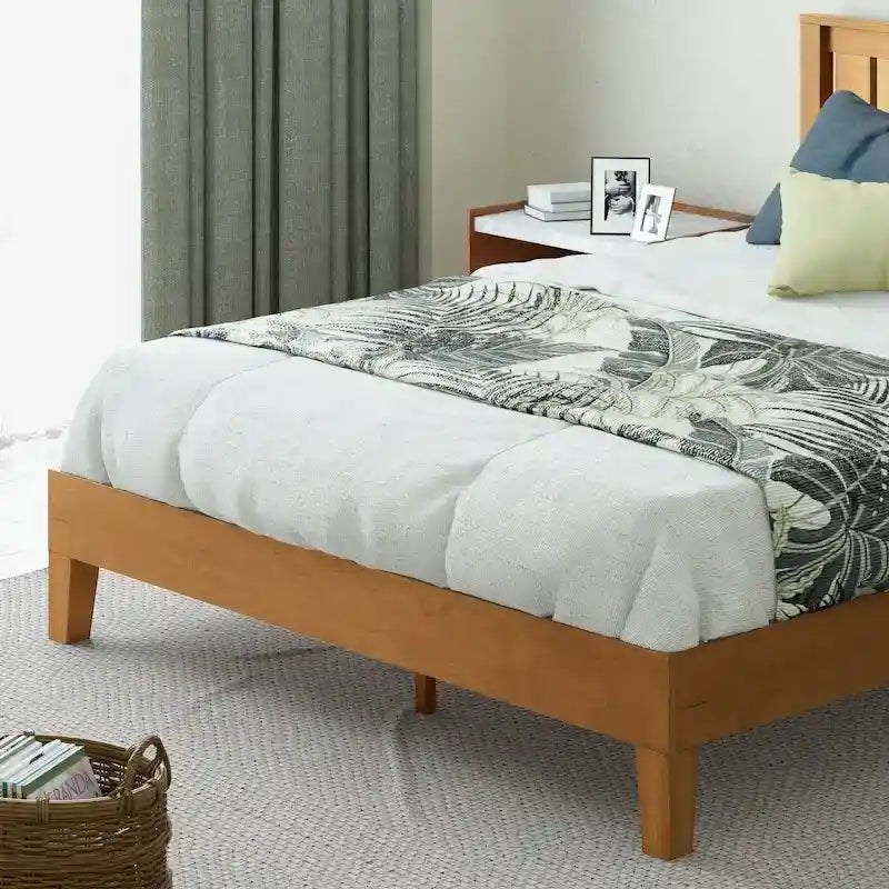 Base de cama de plataforma de madera rústica de pino de lujo