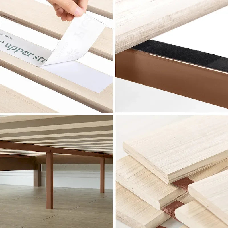Base de cama de plataforma de madera rústica de pino de lujo