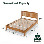 Base de cama de plataforma de madera rústica de pino de lujo