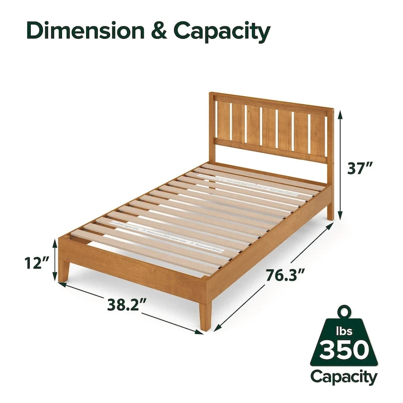 Base de cama de plataforma de madera rústica de pino de lujo