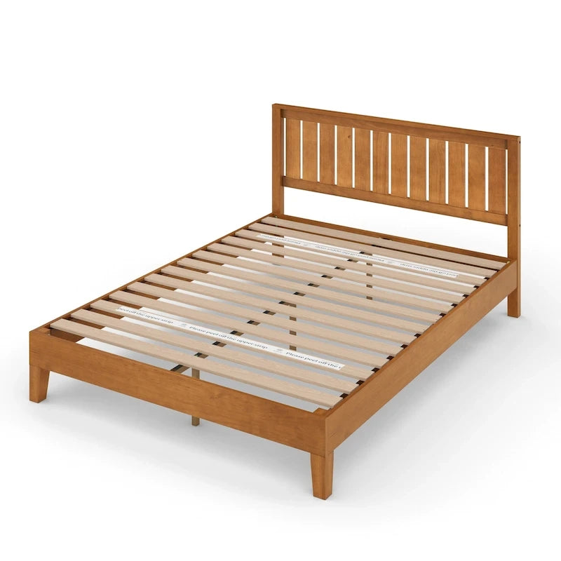 Base de cama de plataforma de madera rústica de pino de lujo