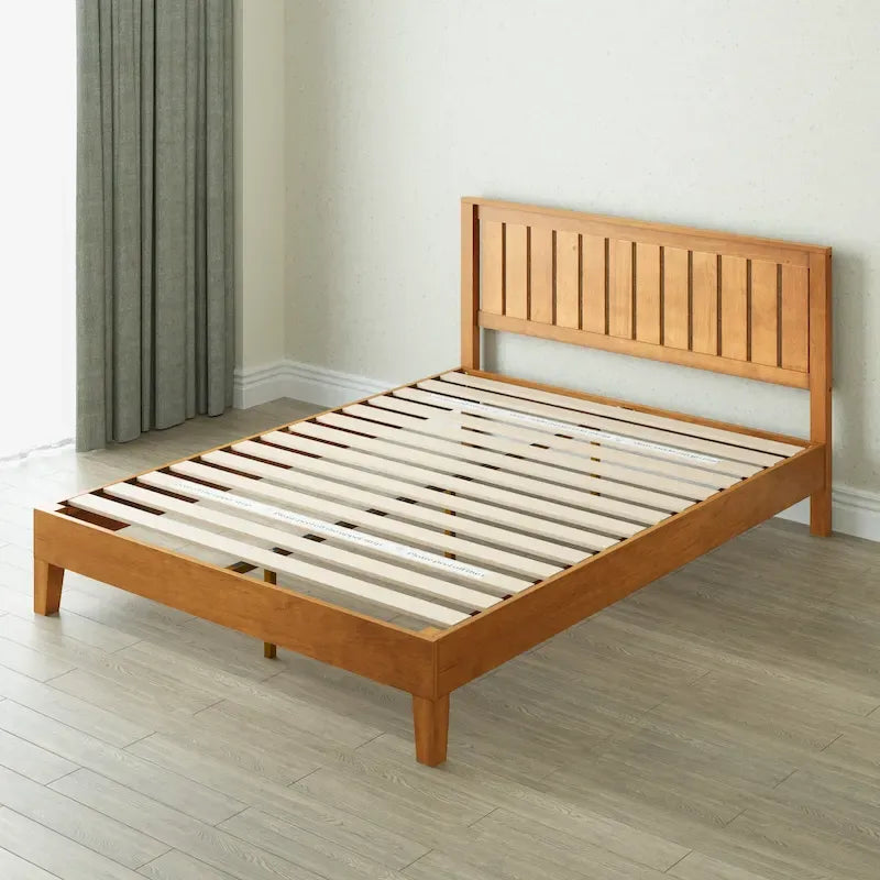 Base de cama de plataforma de madera rústica de pino de lujo