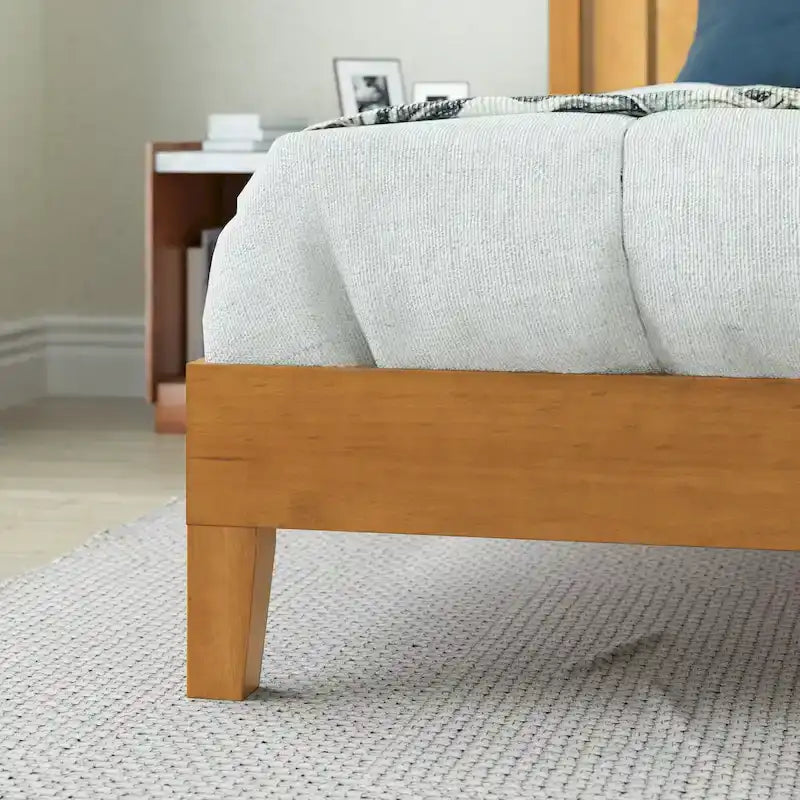 Base de cama de plataforma de madera rústica de pino de lujo