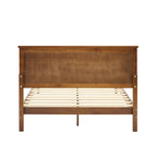 Cama de Plataforma de Madera Sólida de Mediados de Siglo, Base de Cama con Cabecero de Altura Ajustable, No Requiere Somier