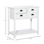 Aparador, bufé, mueble de almacenamiento y mesa consola con 4 cajones y estante inferior de listones para cocina, sala de estar