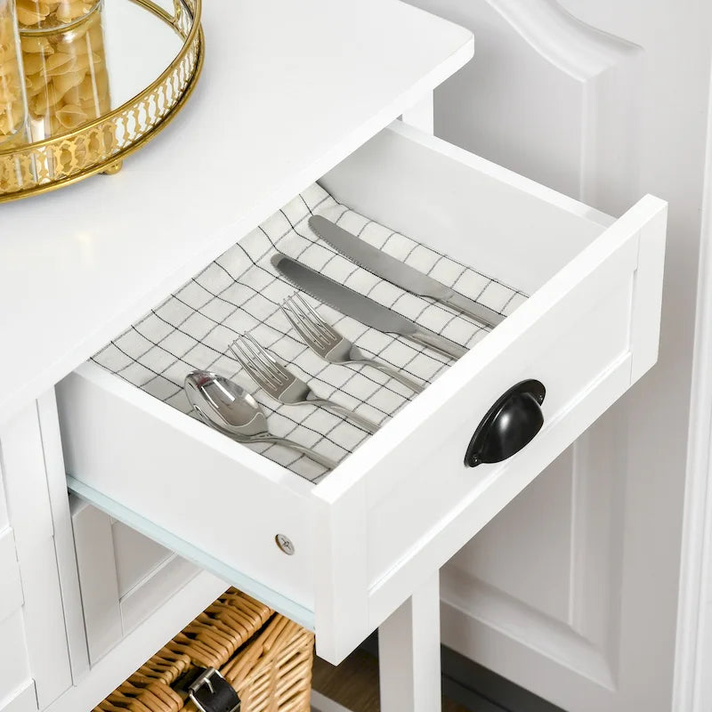 Aparador, bufé, mueble de almacenamiento y mesa consola con 4 cajones y estante inferior de listones para cocina, sala de estar