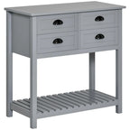 Aparador, bufé, mueble de almacenamiento y mesa consola con 4 cajones y estante inferior de listones para cocina, sala de estar