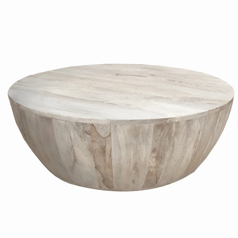 Mesa de centro redonda de madera de mango de 35.5 pulgadas con vetas sutiles