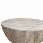 Mesa de centro redonda de madera de mango de 35.5 pulgadas con vetas sutiles