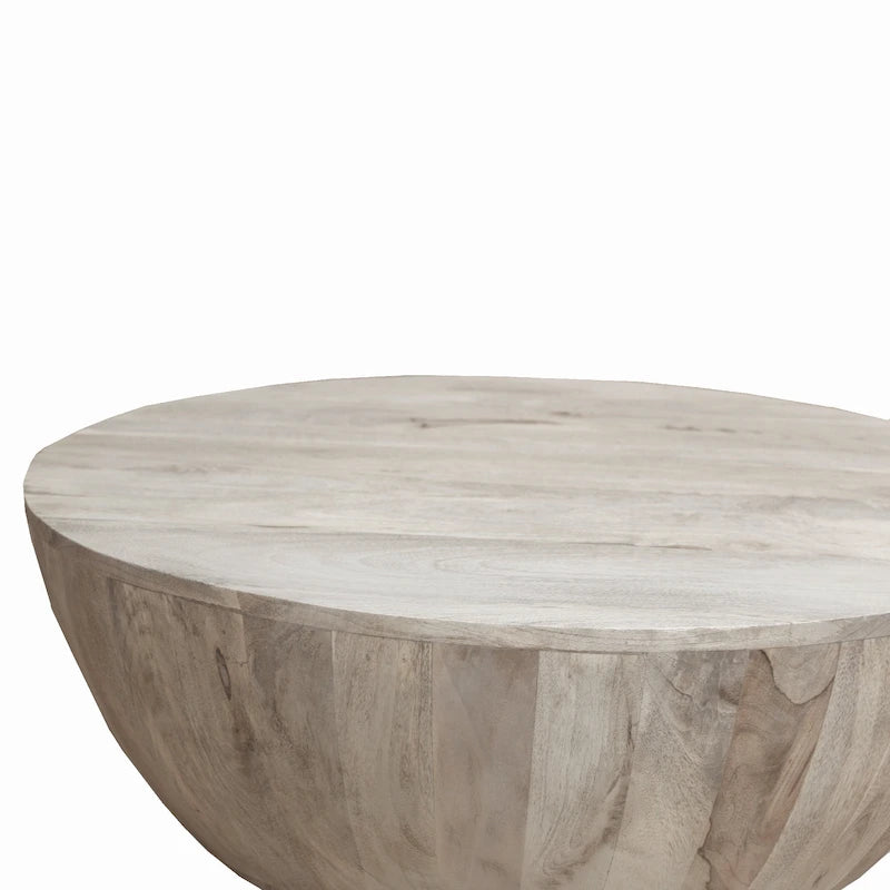 Mesa de centro redonda de madera de mango de 35.5 pulgadas con vetas sutiles