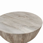 Mesa de centro redonda de madera de mango de 35.5 pulgadas con vetas sutiles
