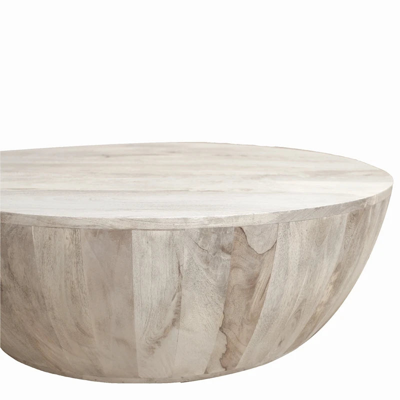 Mesa de centro redonda de madera de mango de 35.5 pulgadas con vetas sutiles