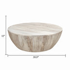 Mesa de centro redonda de madera de mango de 35.5 pulgadas con vetas sutiles