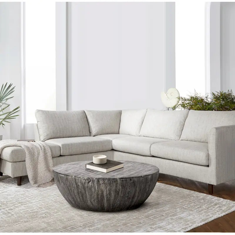Mesa de centro redonda de madera de mango de 35.5 pulgadas con vetas sutiles