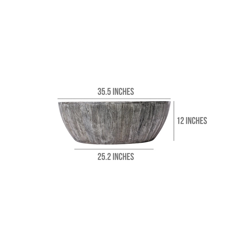 Mesa de centro redonda de madera de mango de 35.5 pulgadas con vetas sutiles