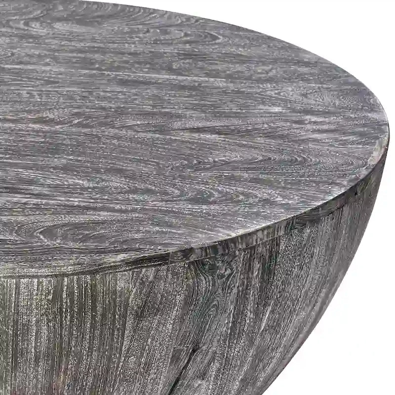 Mesa de centro redonda de madera de mango de 35.5 pulgadas con vetas sutiles