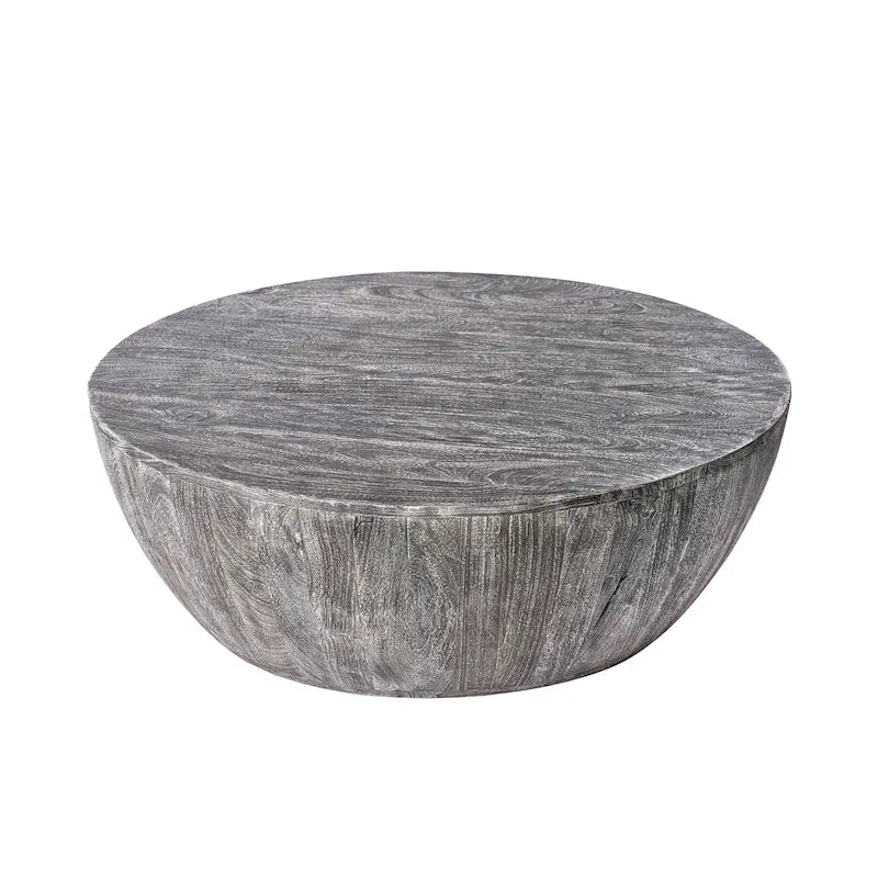 Mesa de centro redonda de madera de mango de 35.5 pulgadas con vetas sutiles