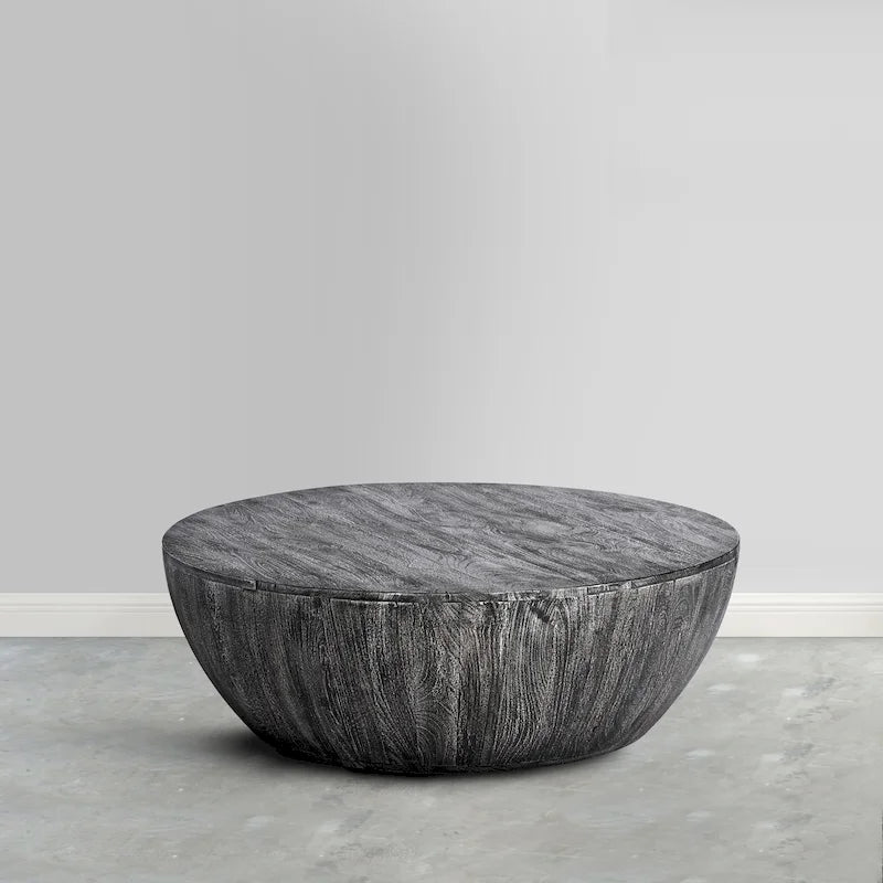 Mesa de centro redonda de madera de mango de 35.5 pulgadas con vetas sutiles