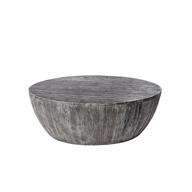 Mesa de centro redonda de madera de mango de 35.5 pulgadas con vetas sutiles