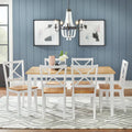 Mesa de comedor de 7 piezas Crossback blanca natural