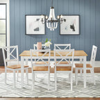Mesa de comedor de 7 piezas Crossback blanca natural