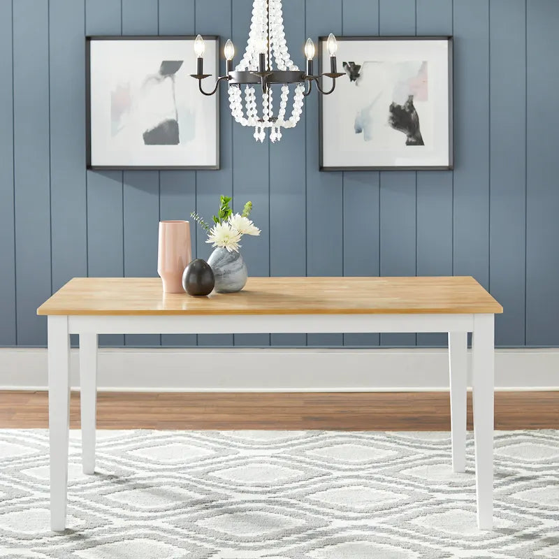 Mesa de comedor de 7 piezas Crossback blanca natural